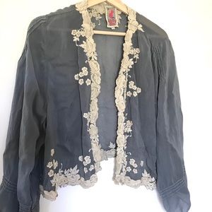 Johnny Was Embroidered blue jacket/top